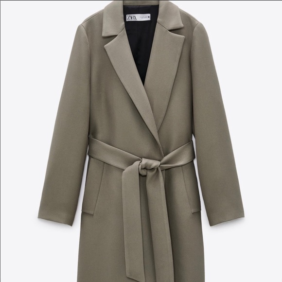 ZARA BELTED COAT KHAKI - Picture 7 of 9